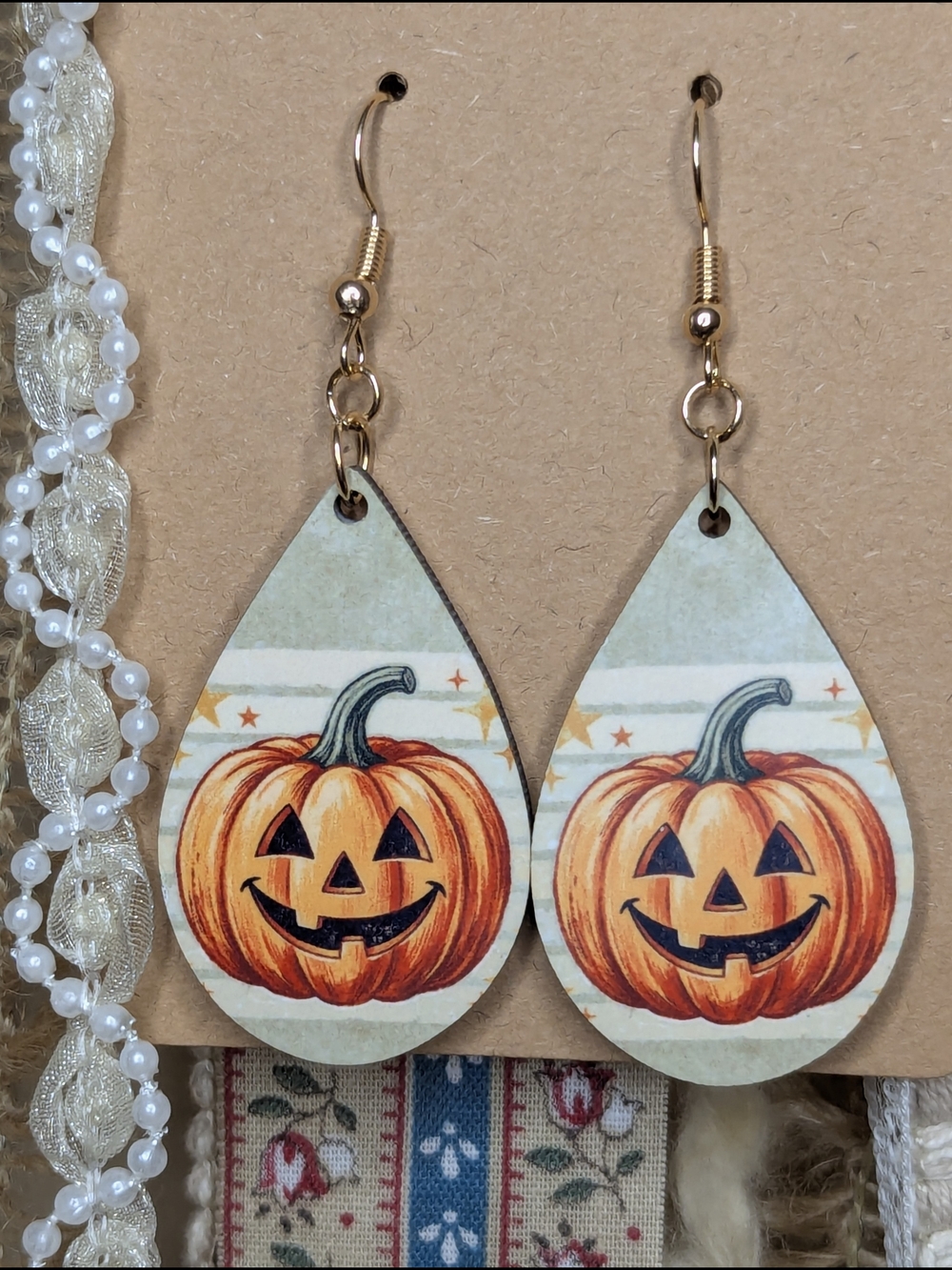 Halloween Pumpkin Teardrop Earrings